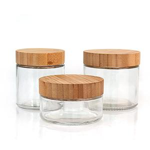 Glass Cream Jar with Bamboo Cap