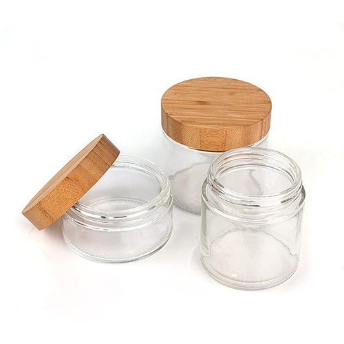 Glass Cream Jar with Bamboo Cap