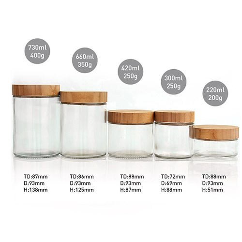 Glass Cream Jar with Bamboo Cap