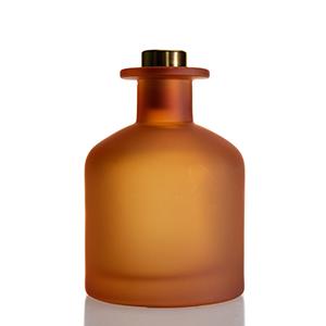 Glass Diffuser Aromatherapy Bottle Wholesale Custom OEM Orange Matte Perfume Essential Oil Glass Jar with Cork and Reed  