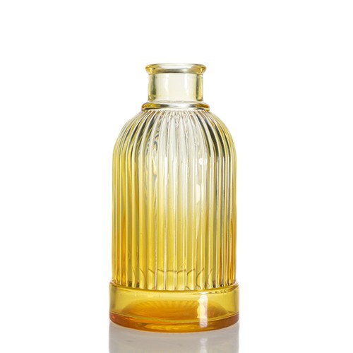 Glass Diffuser Aromatherapy Bottle Wholesale Roma Yellow Orange Color Empty Fragrance Diffuser Glass Jar with Lid and Reed in Stock