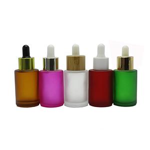 Glass Dropper Bottle Amber Pink Clear Red Green Matte Essential Oil Flat ShoulderJar with Glass Pipette Wholesale 