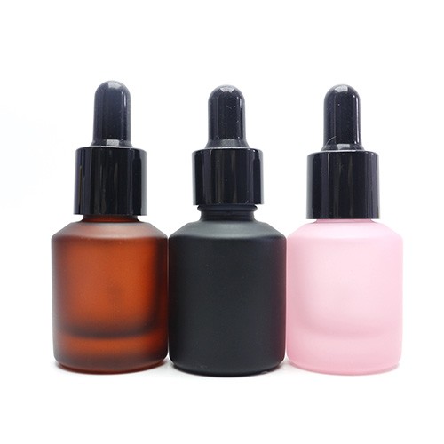 Glass Dropper Bottle Amber Pink Black Green Frosted Essential Oil Jar Wholesale in Stock for Cosmetic Package from China Factory