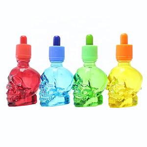 Personalized Glass Dropper Bottle Skull Shape New Design Red Purple Navy Black Green Yellow Essential Oil Glass Jar Wholesale