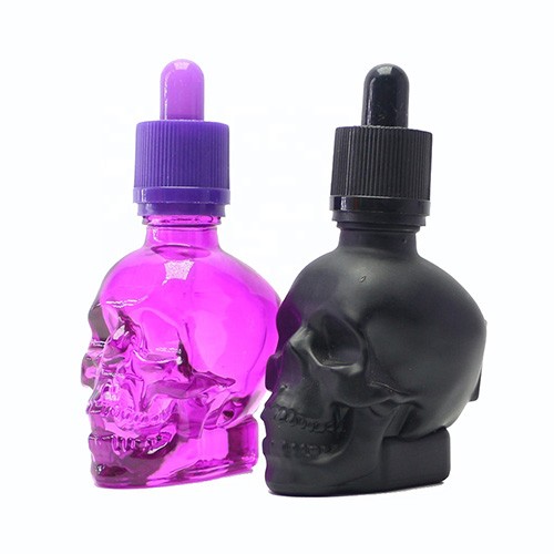 Personalized Glass Dropper Bottle Skull Shape New Design Red Purple Navy Black Green Yellow Essential Oil Glass Jar Wholesale