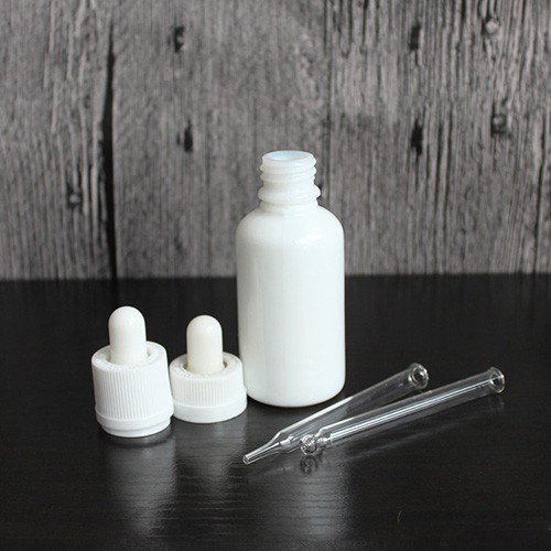 Glass Dropper Jar White Essential Oil Glass Bottle with Glass Pipette for Cosmetic Wholesale from China 
