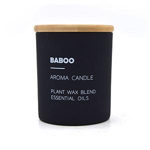 Wholesale Glass Canlde Cup Empty Black Soy Wax Jar with Bamboo Lid and Personalized Logo 