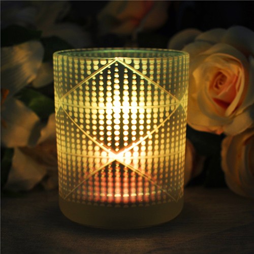 Glass Empty Tumbler Jar Cup with Frosted and Plating Process for Making Candle Holder 