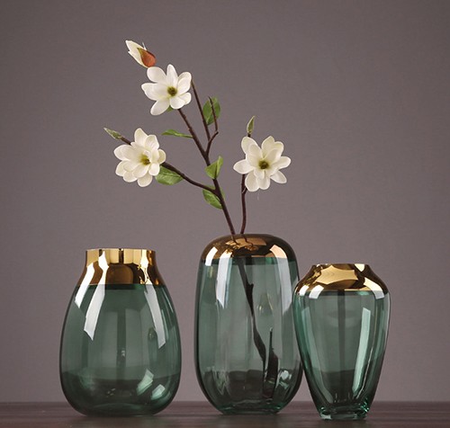 Glass Flower Vase Nordic INS Style Phonm Penh Colored Dried Gold Vase for Decoration OEM from China Manufacture
