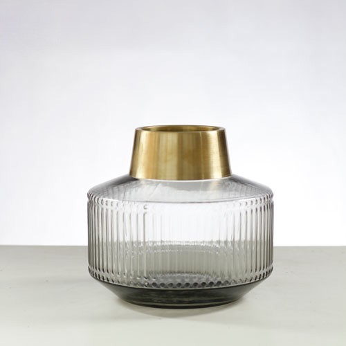 Glass Flower Vase Wholesale Custom Golden Iron Frame 4 Pcs/Set Glass Vase for Home Wedding Decoration