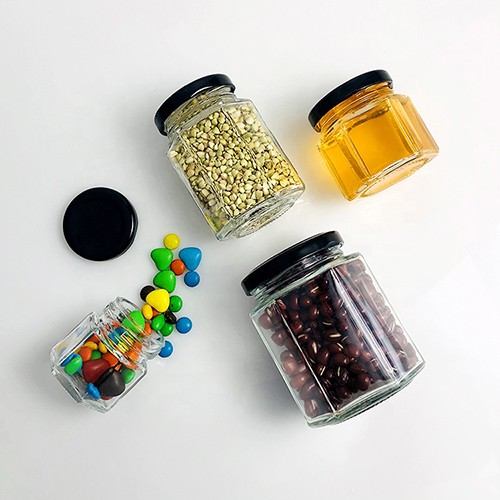 Glass Honey Jar Empty Hexagon Shape Glass Storage Bottle for Honey Food Jam Pickle Buying in Bulk from China Supplier