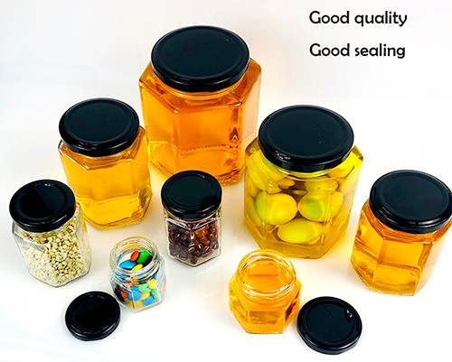 Glass Honey Jar Empty Hexagon Shape Glass Storage Bottle for Honey Food Jam Pickle Buying in Bulk from China Supplier