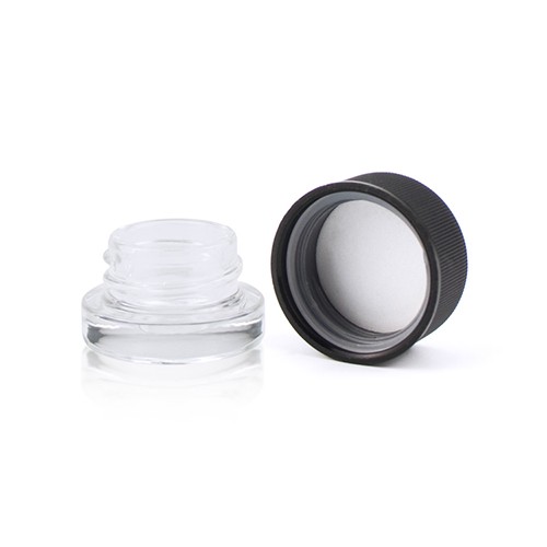 Glass Oil Concentrate Jar Cream Clear Black Round Bottle with Child Resistant Cap from China Supplier Buying in Bulk