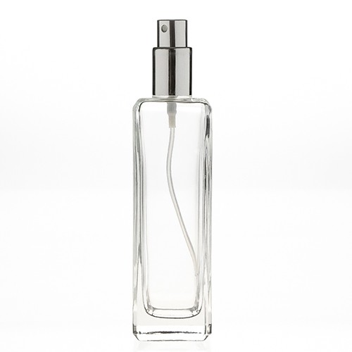 Glass Perfume Bottle Empty Square Bottom Refillable Perfume Jar with Pump Atomizer for Wholesale