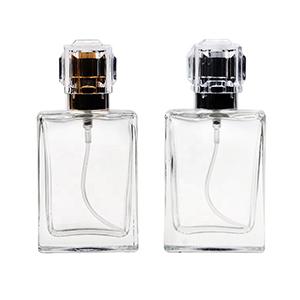 Glass Perfume Bottle Jar with Classic Design Square Bottom Atomizer Pump Sprayer Acrylic Lid for Women from China Supplier Manufacture 