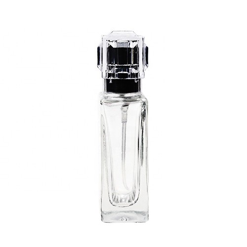 Glass Perfume Bottle Jar with Classic Design Square Bottom Atomizer Pump Sprayer Acrylic Lid for Women from China Supplier Manufacture 