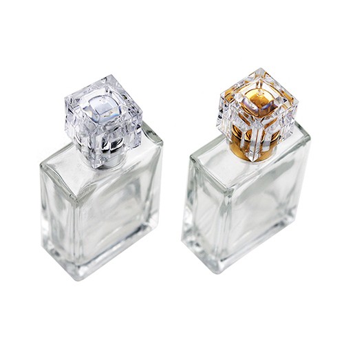 Glass Perfume Bottle Jar with Classic Design Square Bottom Atomizer Pump Sprayer Acrylic Lid for Women from China Supplier Manufacture 