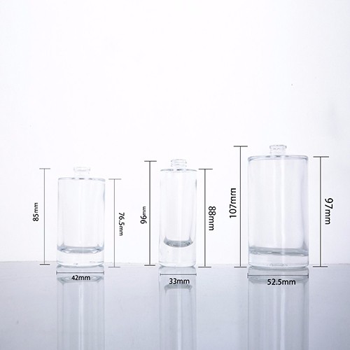 Glass Perfume Jar Essential Oil Clear Cylinder Glass Bottle with Atomizer for Wholesale