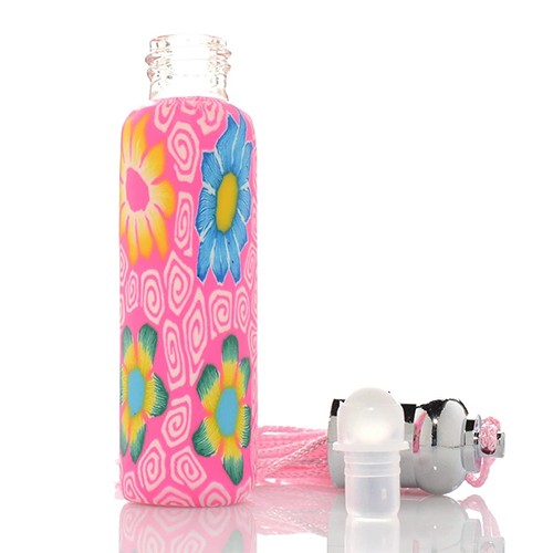 Wholesale Glass Roller Ball Essential Oil Roll on Glass Jar with Flower Pattern Logo