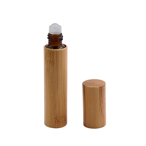 Glass Roller Bottle Stainless Steel Ball Essential Oil Roll-on  Bamboo Cover Glass jar for Cosmetic from China Supplier 