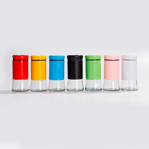 Glass 5 OZ Seasoning Bottle Spice Salt Sugar Pepper Powder Assorted Color Stainless Steel Shaker for Wholesale 