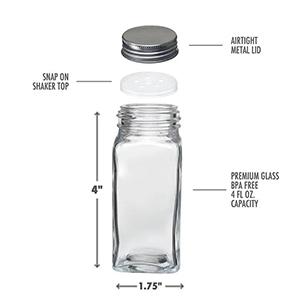 Glass Seasoning Jar 4 OZ Spice Salt Sugar Pepper Powder Condiment Bottle with Pouring Hole 