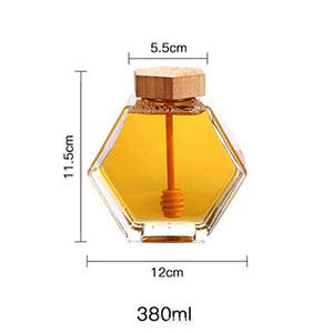 Wholesale Glass Honey Jar Six Corners Clear Honey Bottle with Wood Cap and Rod from China Bottler 