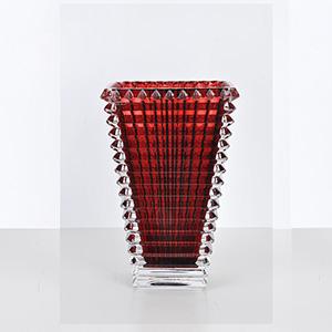 Glass Vase Flower Wedding Centerpiece Tall Cone Luxury Stained Home Decoration Red Square Glass Crystal Vase Wholesale from China Supplier