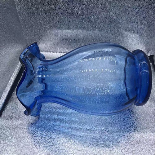 Light Blue Lotus Leaf Mouth Glass Vase for Flower