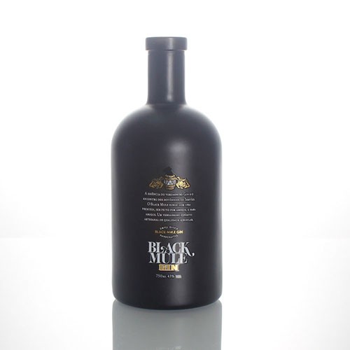 Glass Vokda Wine Bottle Black Matte Cystal Glass Wine Bottle with Custom Hot Stamp Gold Logo and Label Wholesale