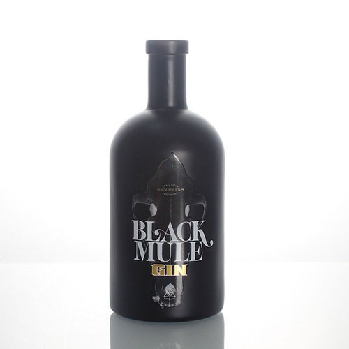 Glass Vokda Wine Bottle Black Matte Cystal Glass Wine Bottle with Custom Hot Stamp Gold Logo and Label Wholesale