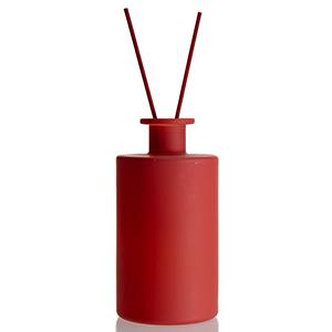 Glass Diffuser Aromatherapy Bottle Wholesale Personalized Red Round Cylinder Empty Fragrance Diffuser Glass Jar with Stopper and Reed 