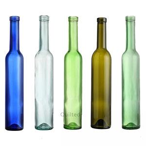 Glass Wine Bottle Long Neck Clear Amber Green Assoted Color Glass Food Oil Olive Bottle  with Cork from China Supplier