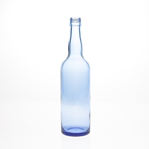 Glass Wine Bottle Red Wine Whisky Vodka Spirit Beer Light Blue Glass Bottle with Metal  Screw Cap