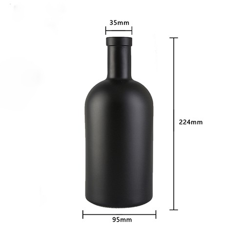 Glass Wine Bottle of Dark Black Body with Silicone Lid for Vodka Spirit Liquor From China Glass Bottle Supplier Manufacture 