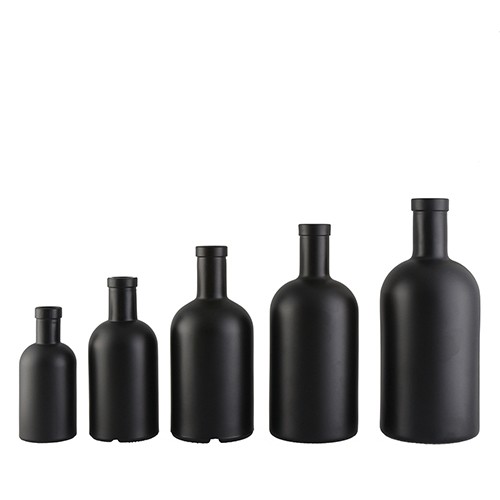 Glass Wine Bottle of Dark Black Body with Silicone Lid for Vodka Spirit Liquor From China Glass Bottle Supplier Manufacture 