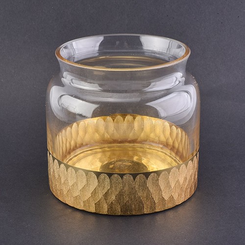 Glass Candle Jar Empty Golden Printing Glass Cup for Making Candle Holder from China Wholesale Supplier
