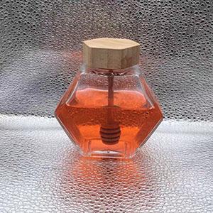 250 ML Hexagonal Honey Glass Jar with Wooden Bamboo Lid