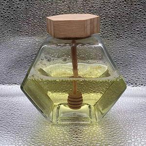 420 ML Hexagonal Honey Glass Jar with Wooden Bamboo Lid