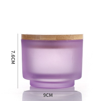 Purple Mate Glass Cup for Soy Wax with Bamboo Lid