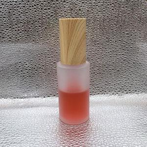 50 ML Imitation Wooden Cap Clear Matte Cylinder Body Pump Sprayer Perfume Glass Bottle 