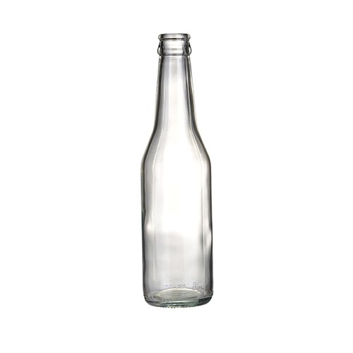 Manufacturer Direct Sell Luxury Clear Beer Glass Bottle with Crown Cap Hot Stamping Logo  