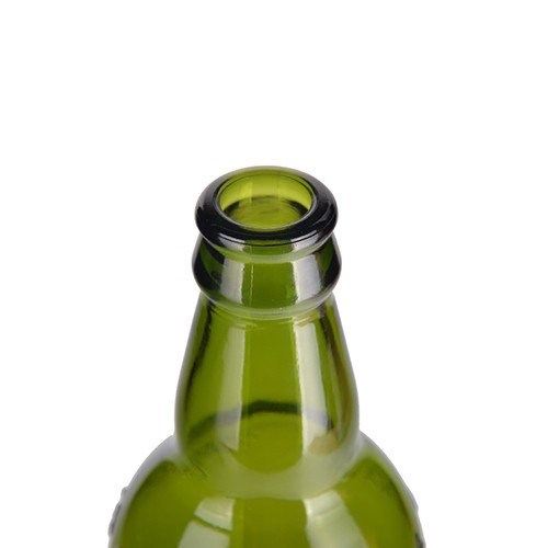 Manufacturer Direct Sell Luxury Green Beer Glass Bottle with Crown Cap Hot Stamping Logo 