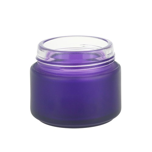 Matte Purple Glass Cream Jar with Logo for Body Butter