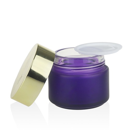 Matte Purple Glass Cream Jar with Logo for Body Butter