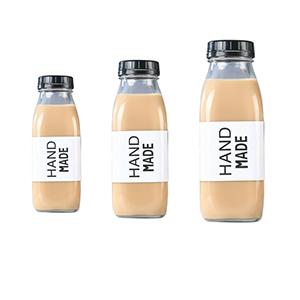 Wholesale French Flint Mineral Water Milk Juice Square Glass Bottles Packaging with Cap for Beverage with Logo