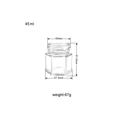 Mini Glass Honey Jar Clear Hexagon Honey Container with Metal Cap from China Supplier