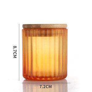 Orange Transparent Glass Soy Wax Cup with Bamboo Lid