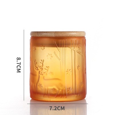 Orange Transparent Glass Soy Wax Cup with Bamboo Lid
