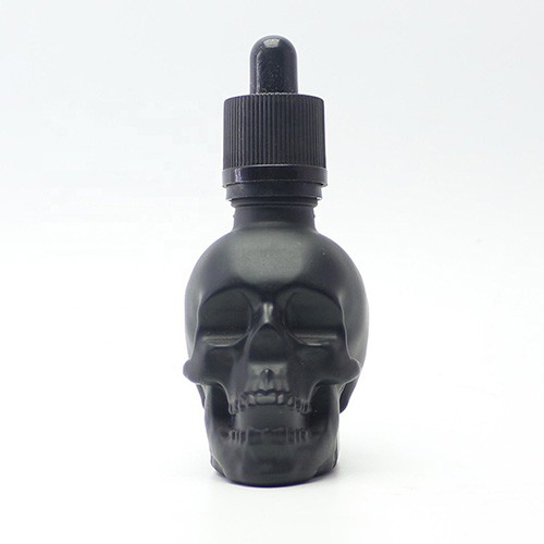 Personalized Glass Dropper Bottle Skull Shape Childproof New Design Black Empty Essential Oil Glass Jar Wholesale